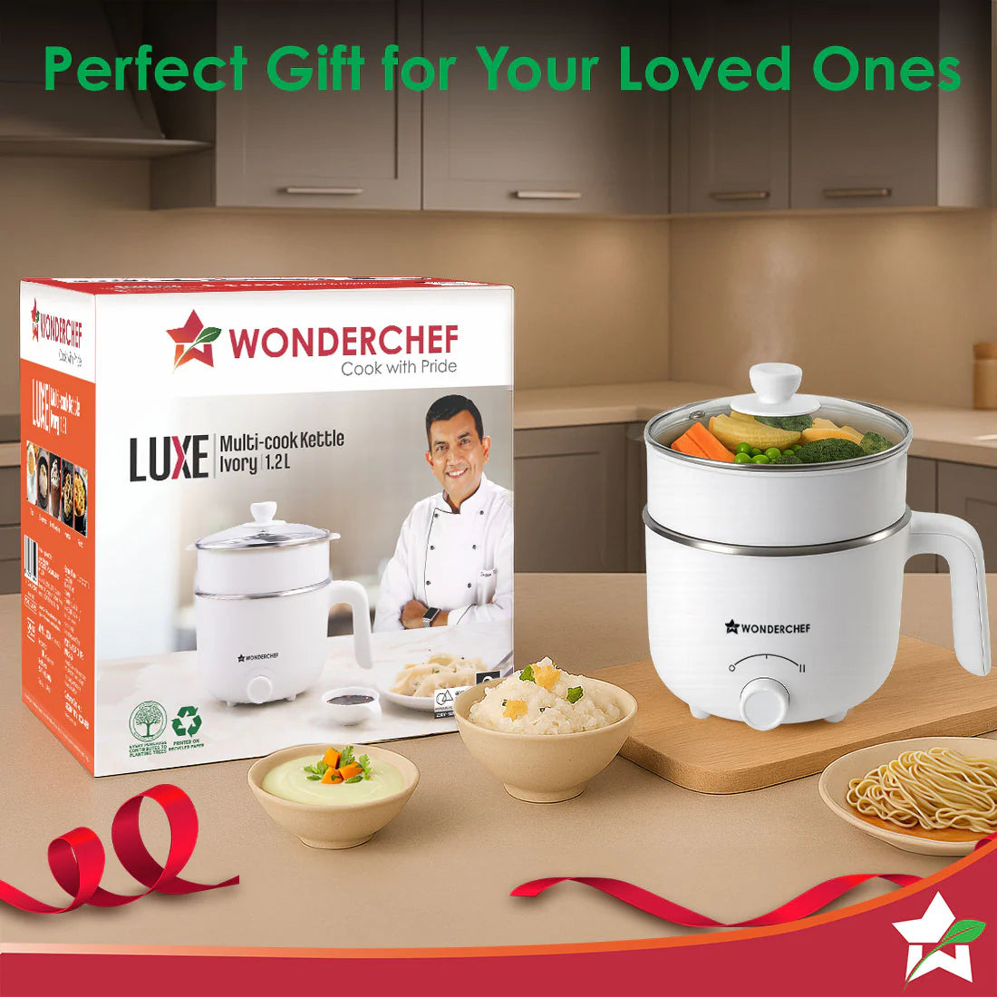 Wonderchef Luxe Multi Cook Kettle | Dual Power Modes | Quick Boiling | Automatic Shut-Off 1.2L 600W