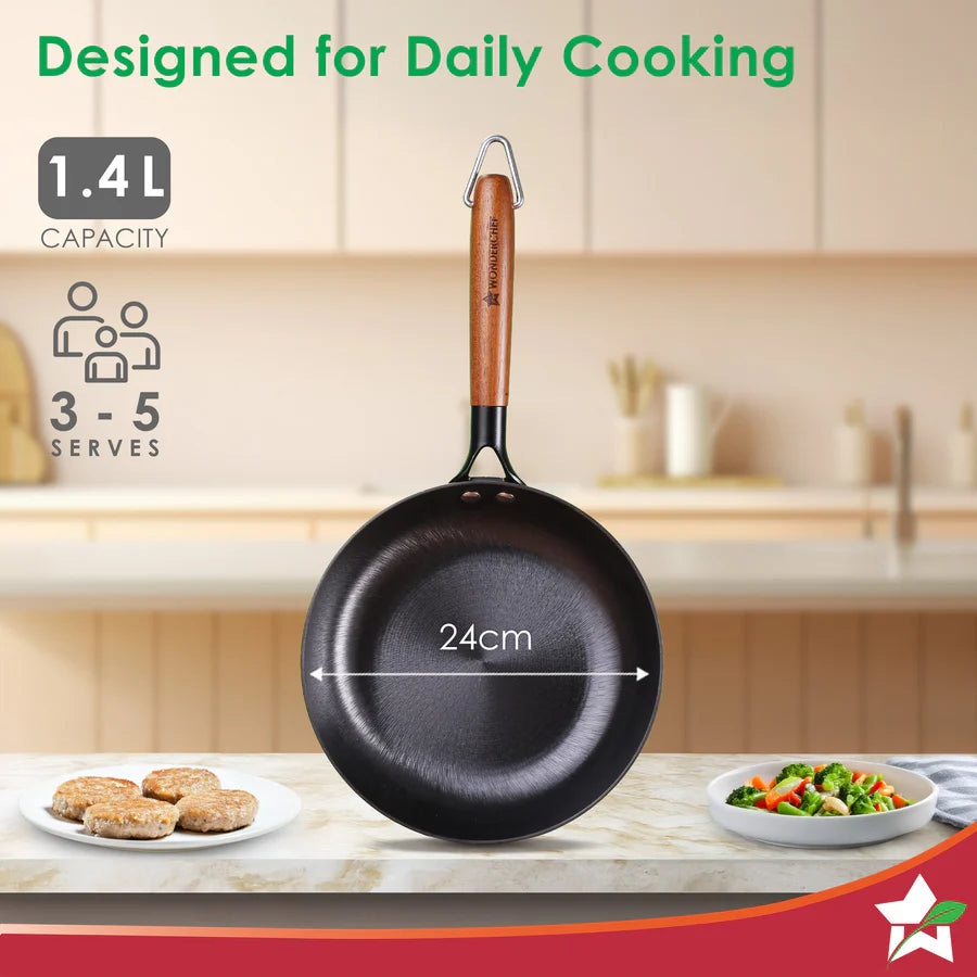 Wonderchef Pre-Seasoned Ferro Light 24cm Cast Iron Fry Pan | 1.4L |