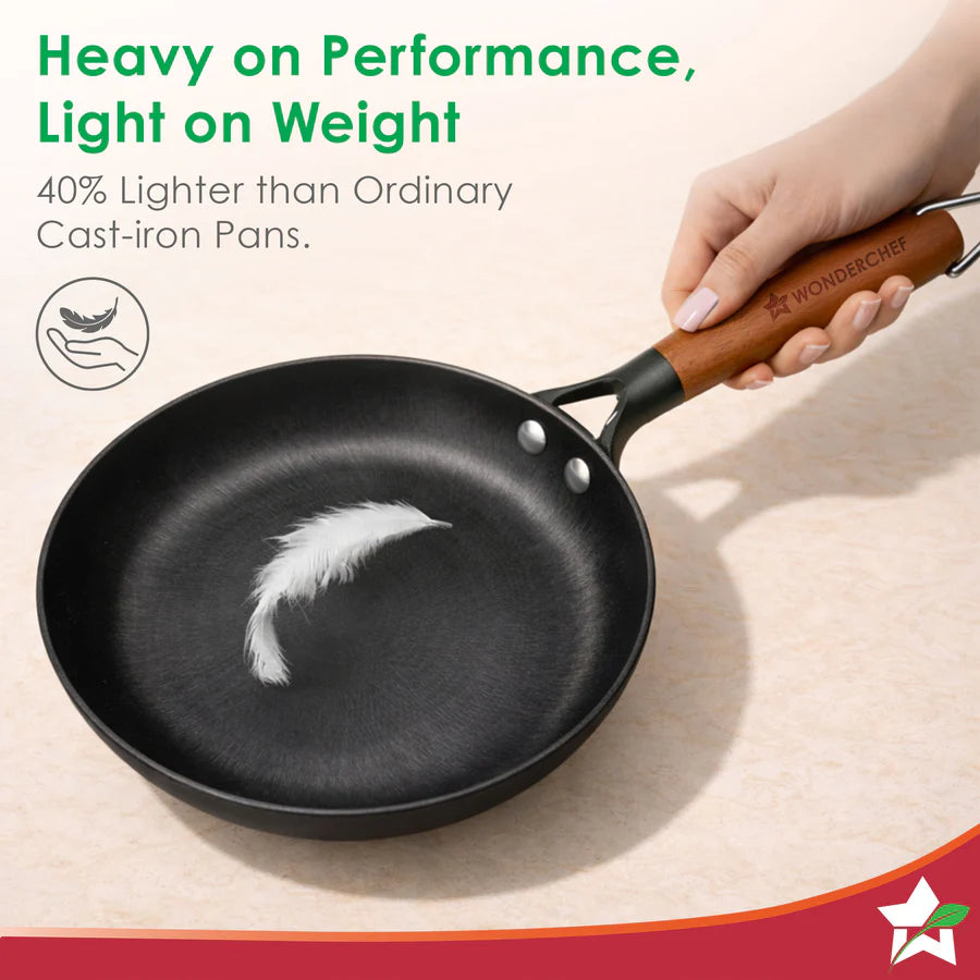 Wonderchef Pre-Seasoned Ferro Light 24cm Cast Iron Fry Pan | 1.4L |