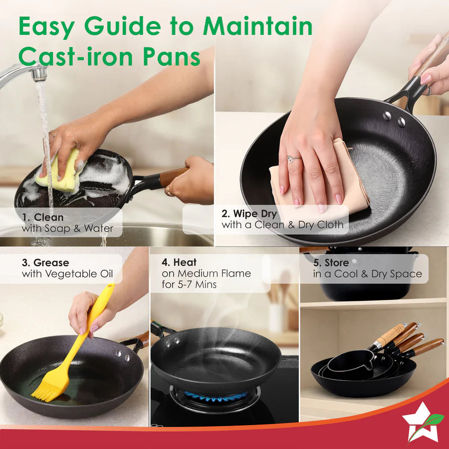 Wonderchef Pre-Seasoned Ferro Light 24cm Cast Iron Fry Pan | 1.4L |