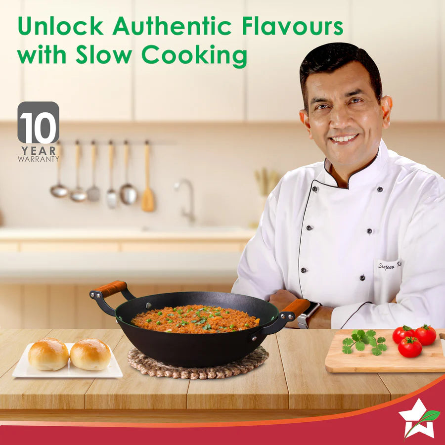 Wonderchef Pre-Seasoned Ferro Light  Kadhai 28cm, 3.2L
