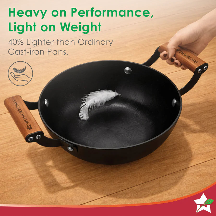Wonderchef Pre-Seasoned Ferro Light  Kadhai 28cm, 3.2L