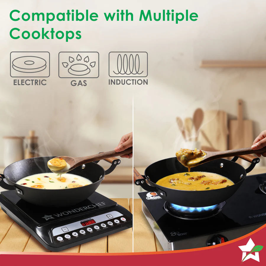 Wonderchef Pre-Seasoned Ferro Light  Kadhai 28cm, 3.2L