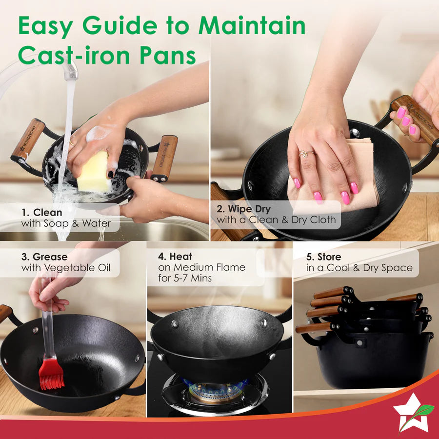 Wonderchef Pre-Seasoned Ferro Light  Kadhai 28cm, 3.2L