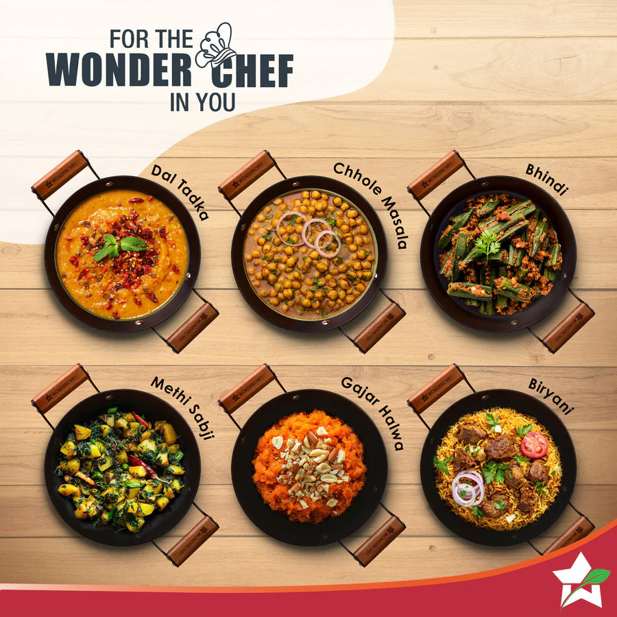 Wonderchef Pre-Seasoned Ferro Light  Kadhai 28cm, 3.2L