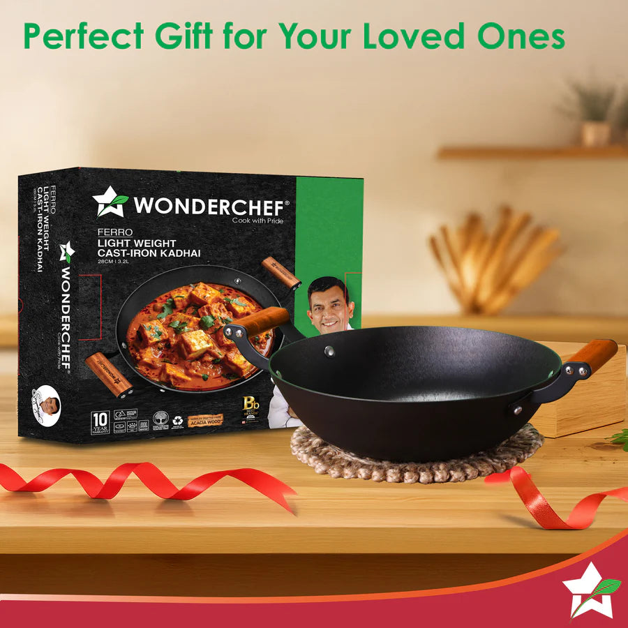 Wonderchef Pre-Seasoned Ferro Light  Kadhai 28cm, 3.2L