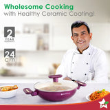 Wonderchef Bellagio Kadhai 3mm, 24Cm Deep Purple