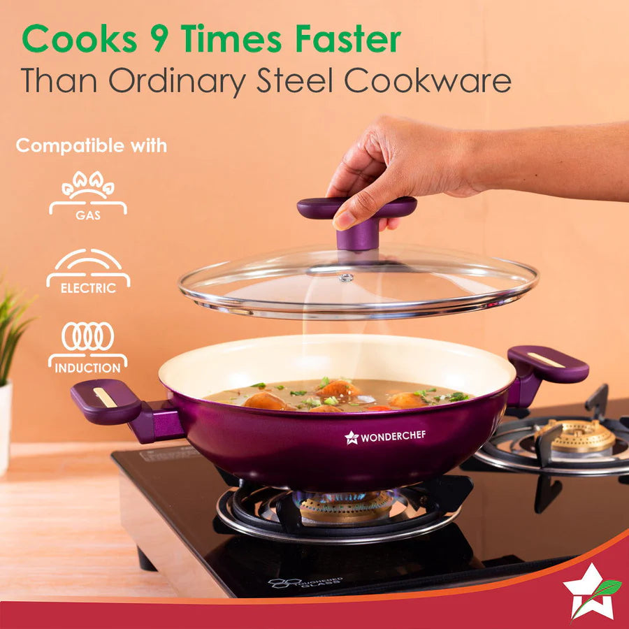 Wonderchef Bellagio Kadhai 3mm, 24Cm Deep Purple