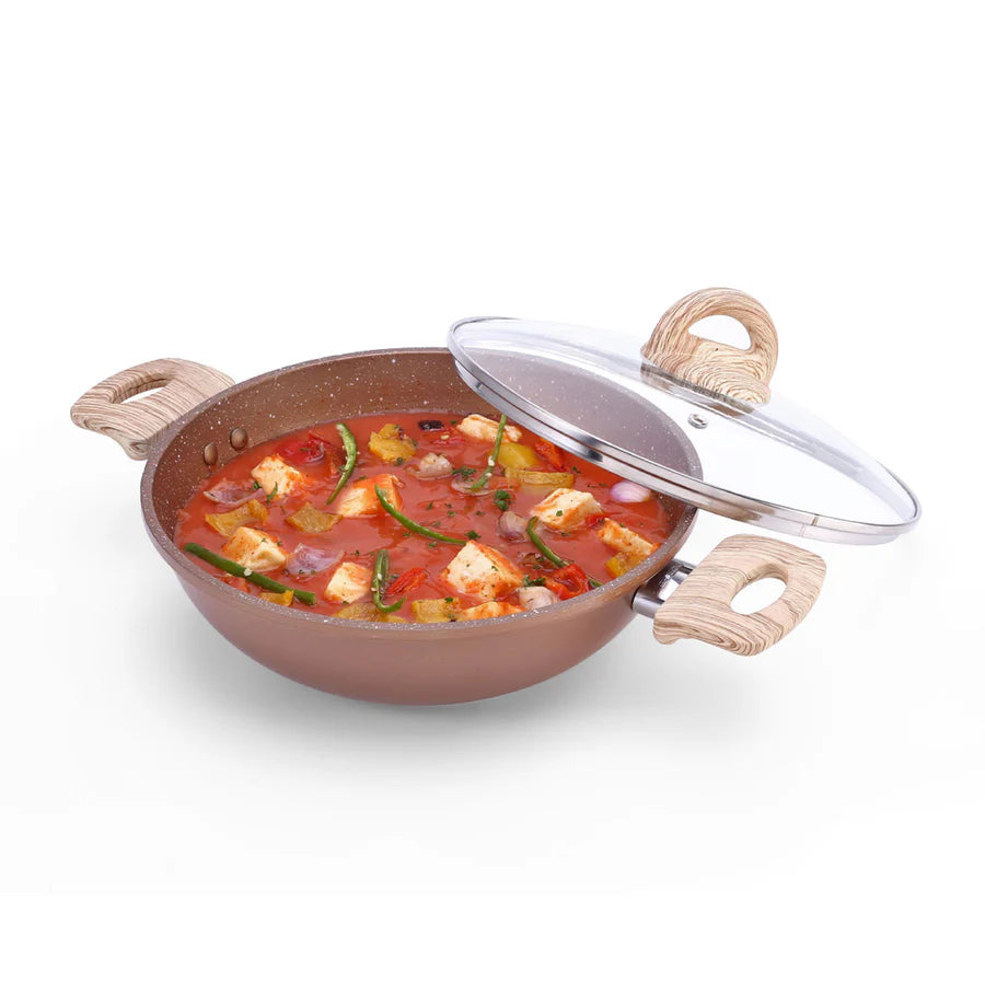 Wonderchef Duralife Die-cast Kadhai with lid 24cm,2.5L