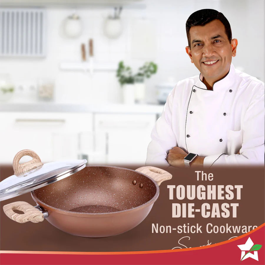Wonderchef Duralife Die-cast Kadhai with lid 24cm,2.5L