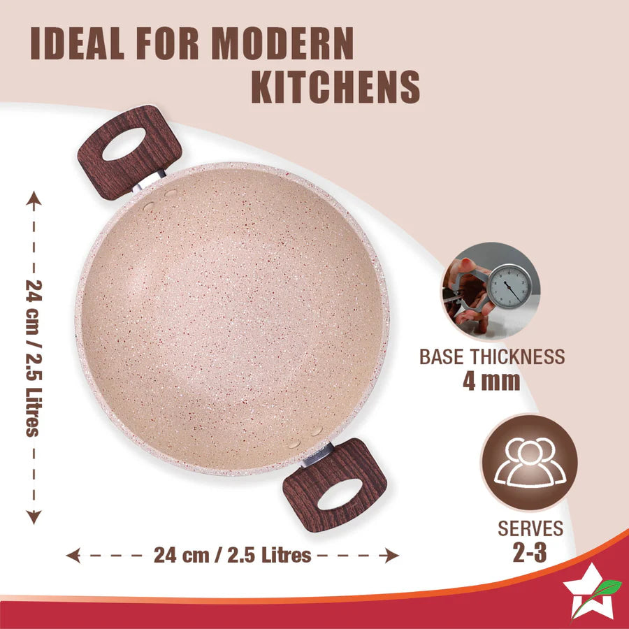 Wonderchef Duralife Die-cast Kadhai with lid 24cm,2.5L