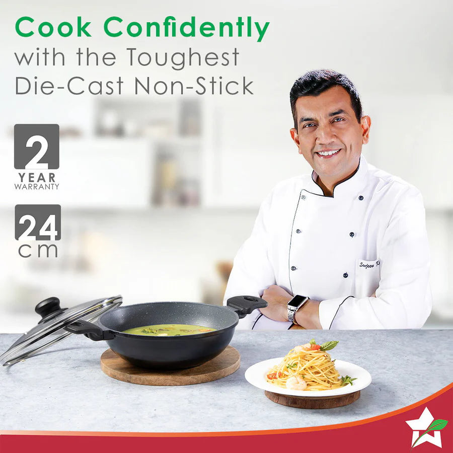 Wonderchef  Duralite Die-Cast Kadhai with Lid 2.4L