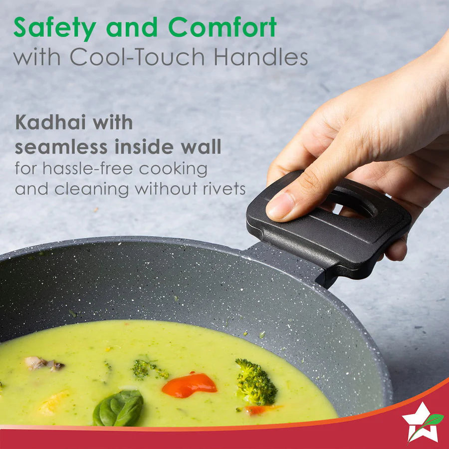 Wonderchef Duralite Die-Cast Kadhai with Lid 24cm,2.4 L