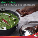Wonderchef Ebony Hard Anodized Deep Kadhai with Lid 24cm,3 L