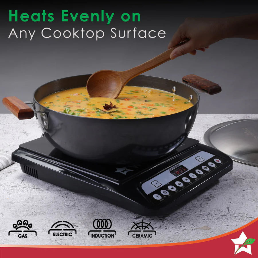 Wonderchef Ebony Hard Anodized Deep Kadhai 30cm,6L