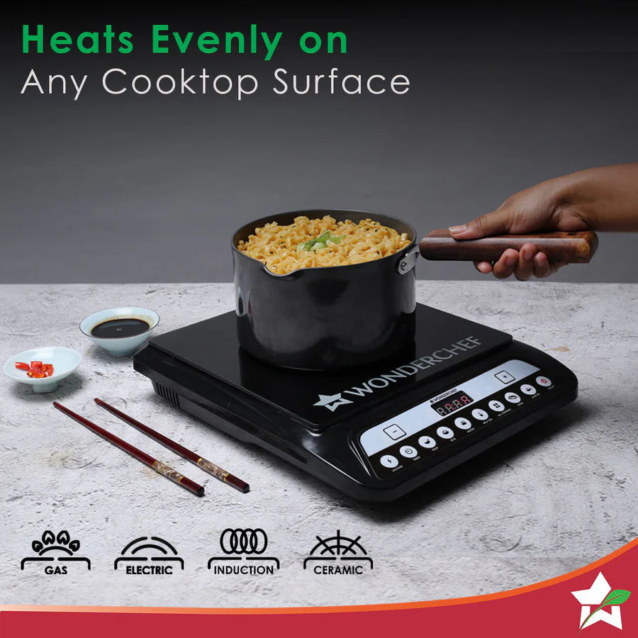 Wonderchef Ebony Hard Anodized Nonstick Sauce Pan 3.25mm,16cm,2L