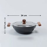 Wonderchef Ebony Hard Anodized Wok with Lid 24cm,2.7L