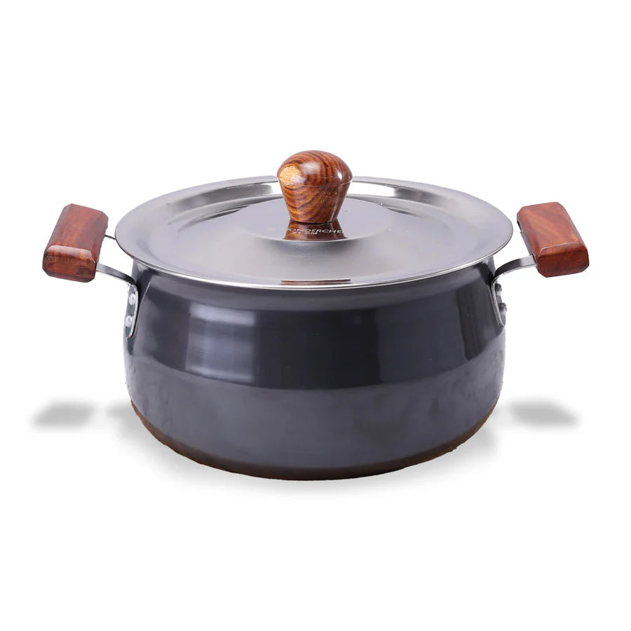 Wonderchef Ebony Hard Anodized Non-stick Biryani Handi with Lid Black 24cm,5L