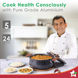 Wonderchef Ebony Hard Anodized Non-stick Biryani Handi with Lid Black 24cm,5L