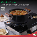 Wonderchef Ebony Hard Anodized Non-stick Biryani Handi with Lid Black 24cm,5L