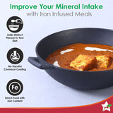 Wonderchef Forza Cast-iron Kadhai, Pre-Seasoned Cookware 24cm