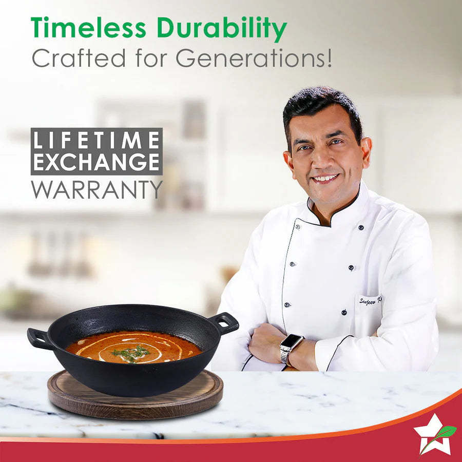 Wonderchef  Forza Cast-iron Kadhai, Pre-Seasoned Cookware