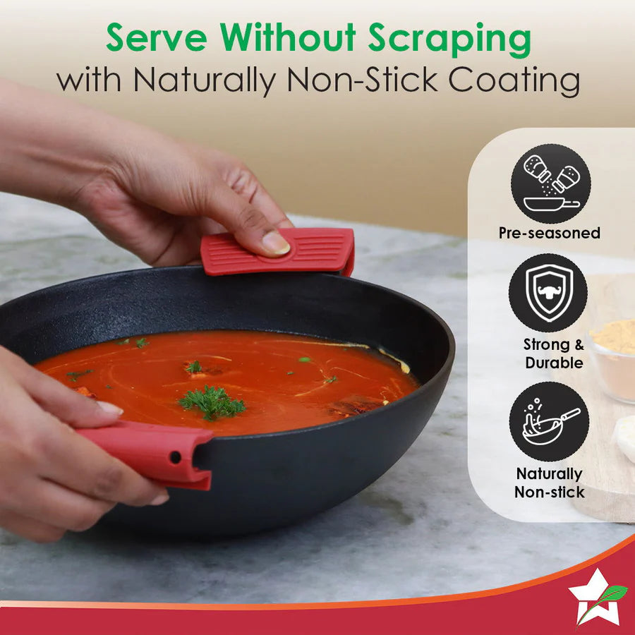 Wonderchef  Forza Cast-iron Kadhai, Pre-Seasoned Cookware