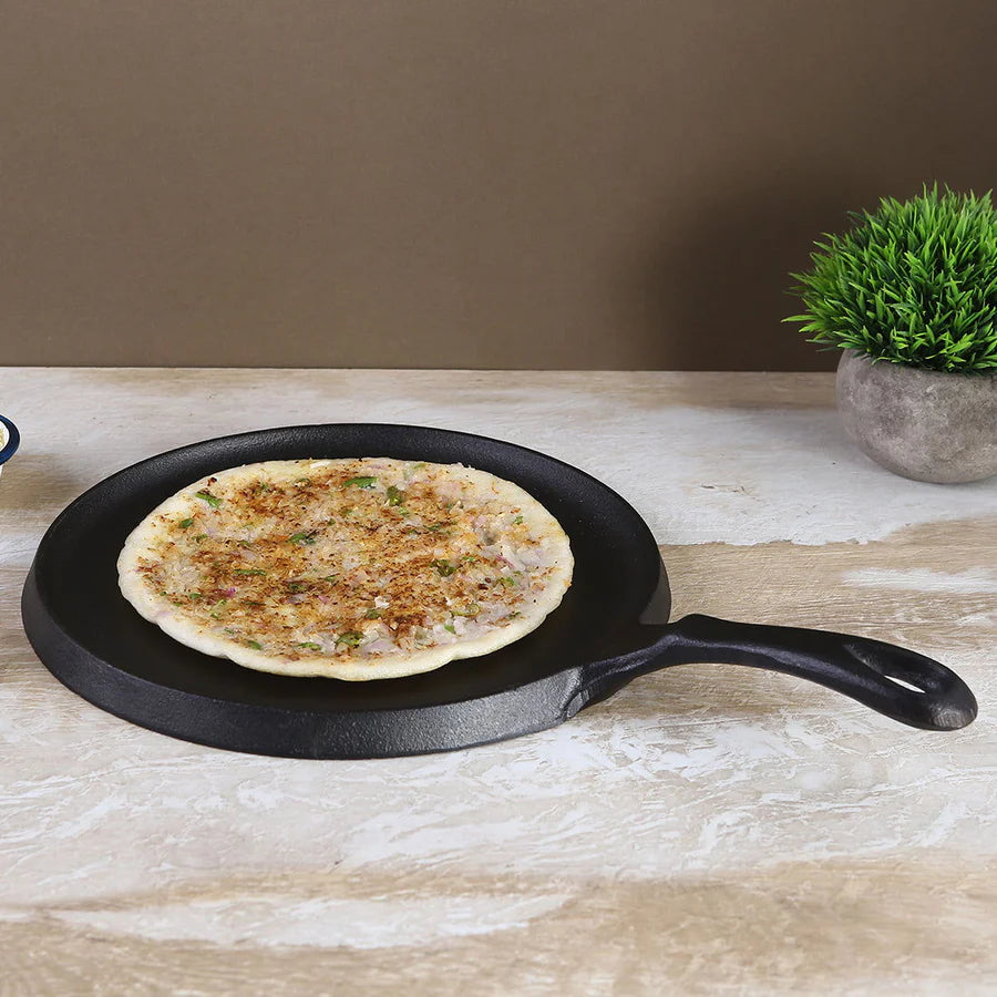 Wonderchef Forza Cast-Iron Dosa Tawa Pan | Pre-Seasoned Cookware 25cm