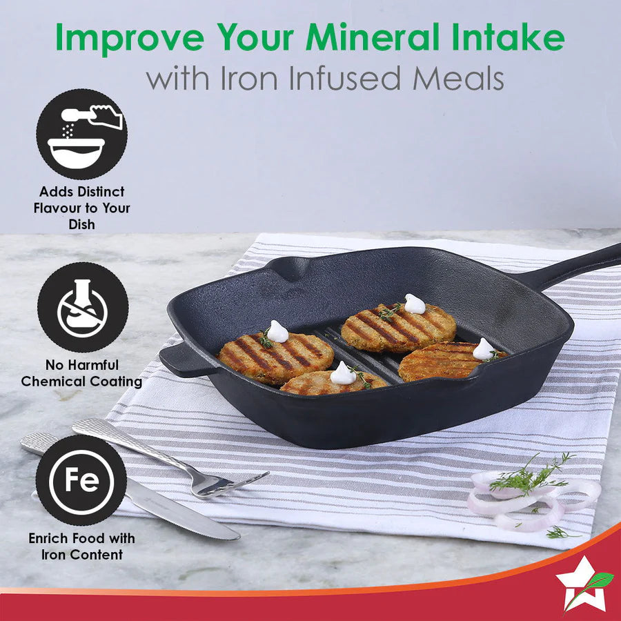 Wonderchef  Forza Cast-iron  Grill Pan, Pre-Seasoned Cookware 26 cm