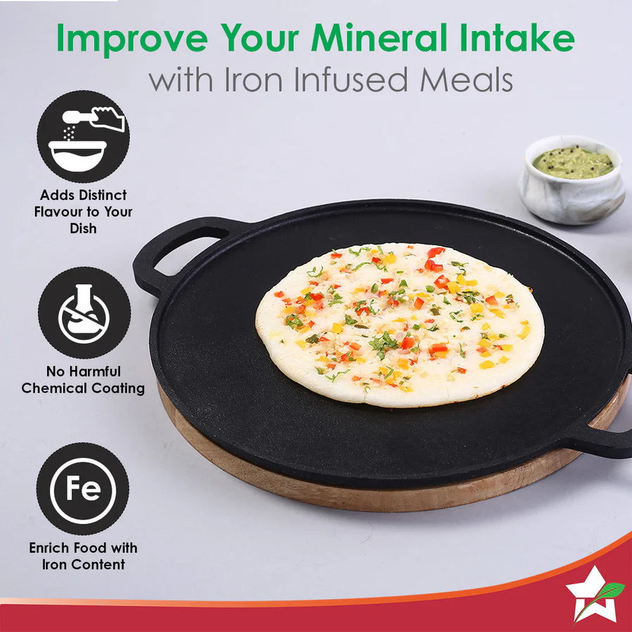 Wonderchef Forza Pre-Seasoned Cast-iron Dosa Tawa 30cm