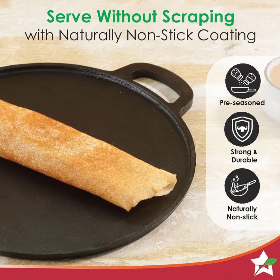 Wonderchef Forza Pre-Seasoned Cast-iron Dosa Tawa 30cm