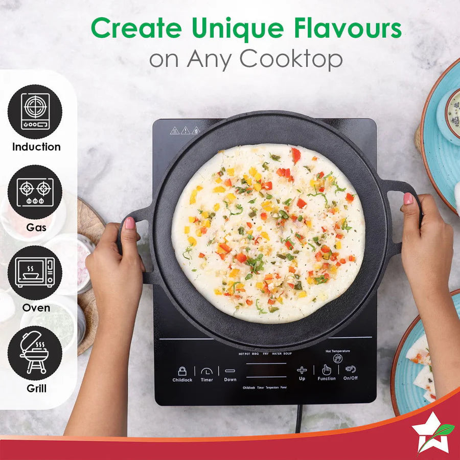 Wonderchef Forza Pre-Seasoned Cast-iron Dosa Tawa 30cm
