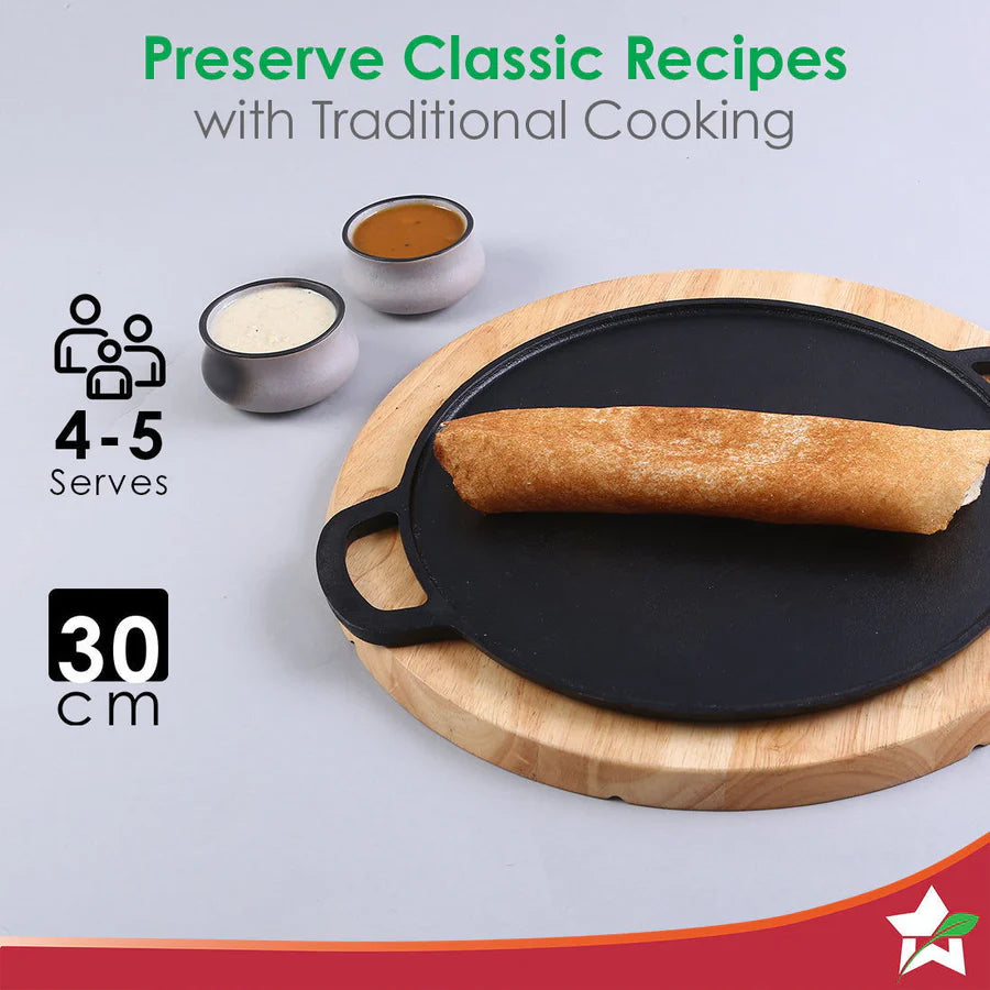 Wonderchef Forza Pre-Seasoned Cast-iron Dosa Tawa 30cm