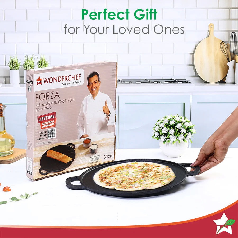 Wonderchef Forza Pre-Seasoned Cast-iron Dosa Tawa 30cm