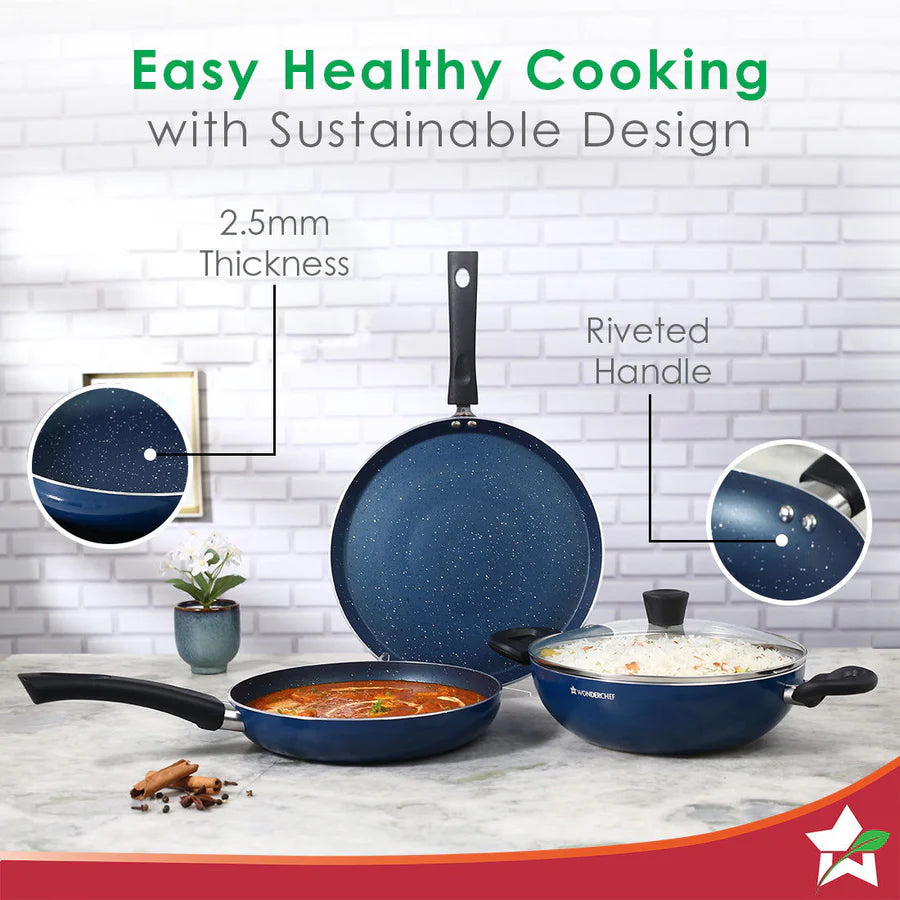 Wonderchef Galaxy Cookware  Kadhai 4 Piece Set 24 cm