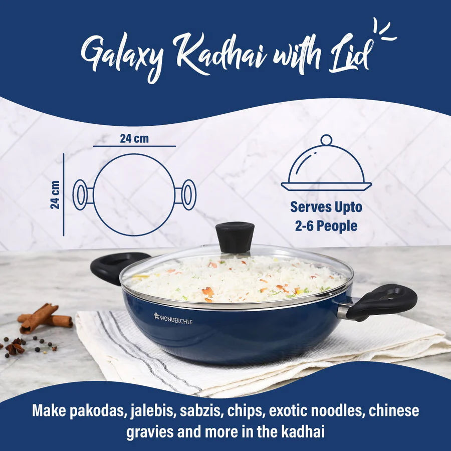 Wonderchef Galaxy Kadhai with Lid 24 cm 2L