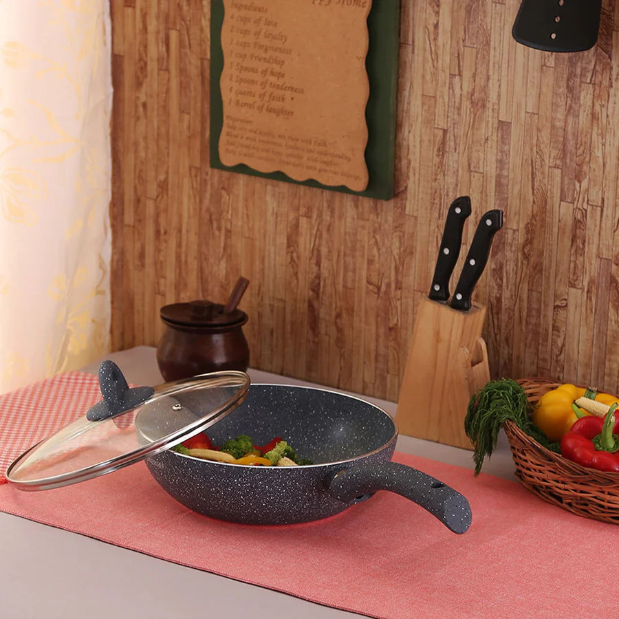 Wonderchef Granite Non-Stick Wok  Induction Bottom 24cm Grey