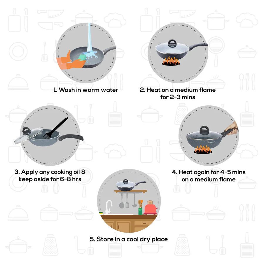 Wonderchef Granite Non-Stick Wok  Induction Bottom 24cm Grey
