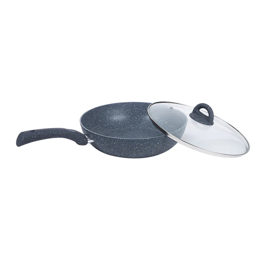 Wonderchef Granite 26cm Non-Stick Wok | Glass Lid 3.1L