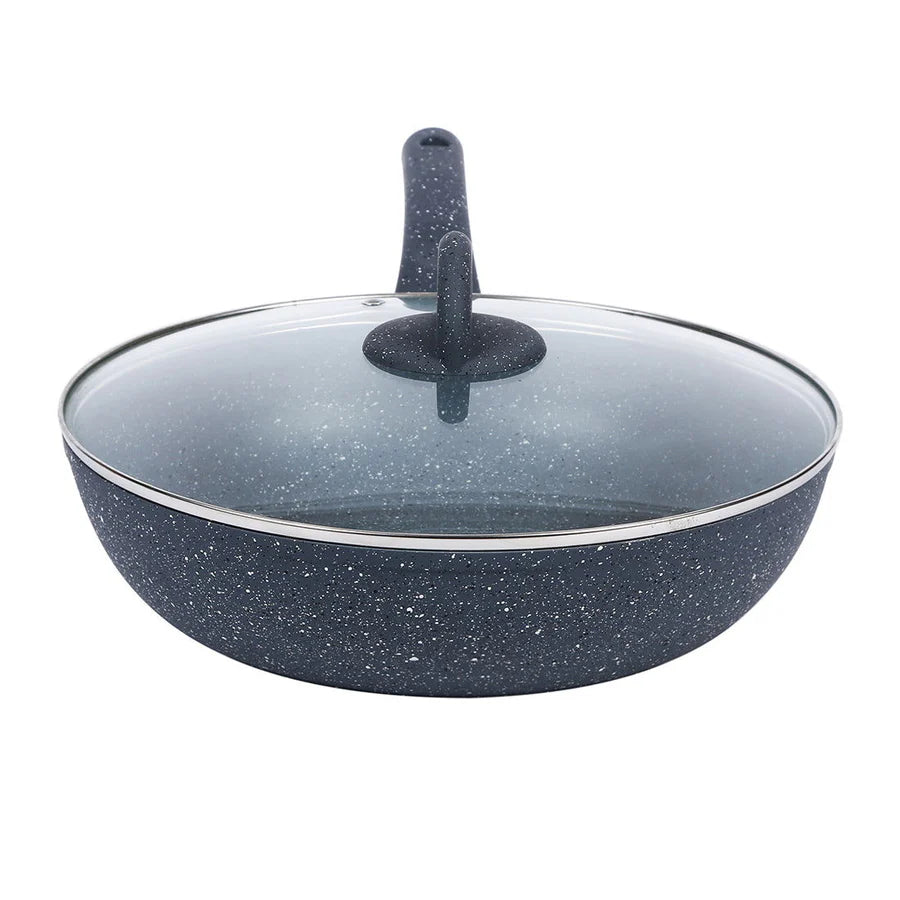 Wonderchef Granite 26cm Non-Stick Wok | Glass Lid 3.1L