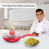 Wonderchef Granite Aluminium Non-stick Wok With Glass Lid, 24cm, 2.7L