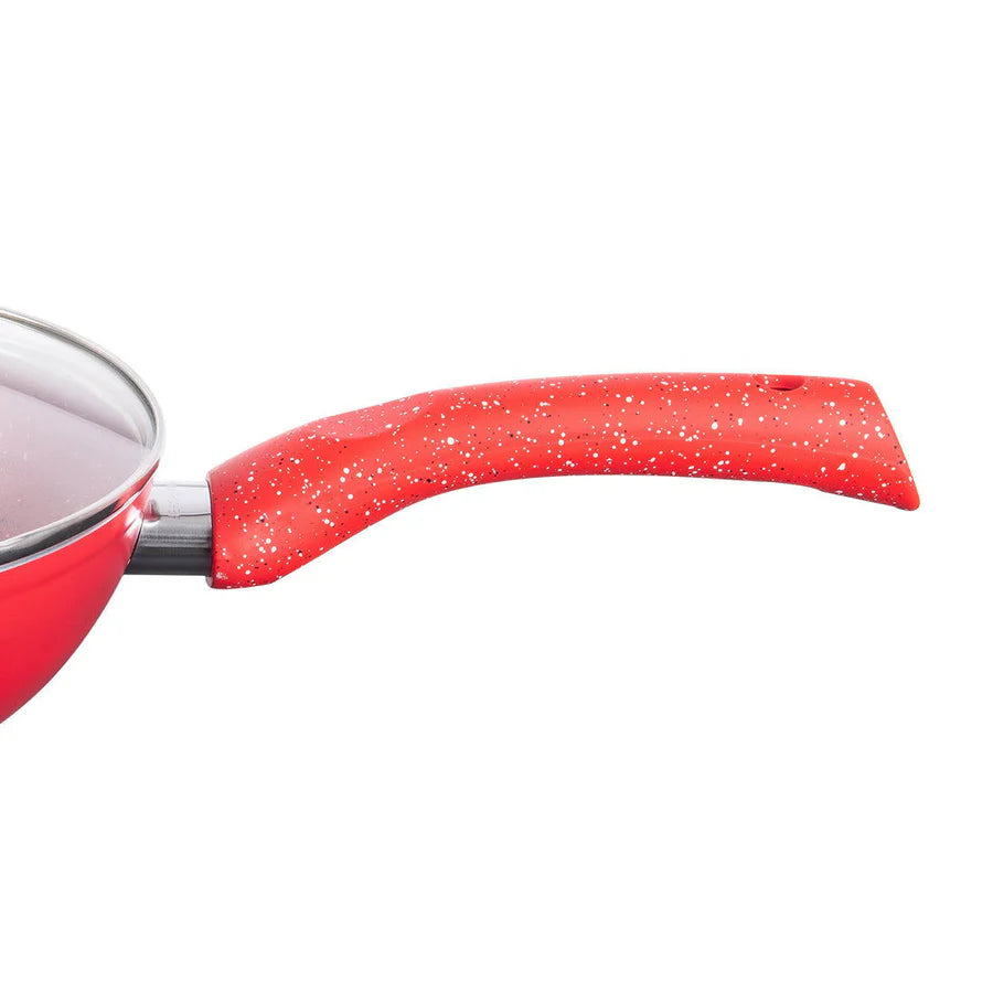 Wonderchef Granite Aluminium Non-stick Wok With Glass Lid, 24cm, 2.7L