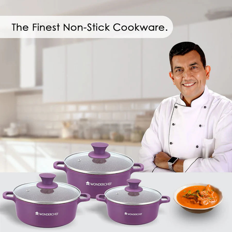 Wonderchef  Granite Die-Cast Non-stick 6-piece Casserole Set with Lids