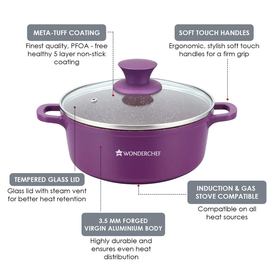Wonderchef  Granite Die-Cast Non-stick 6-piece Casserole Set with Lids