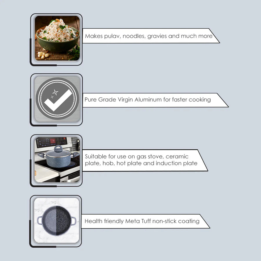 Wonderchef  Granite Die-Cast Non-stick 6-piece Casserole Set with Lids