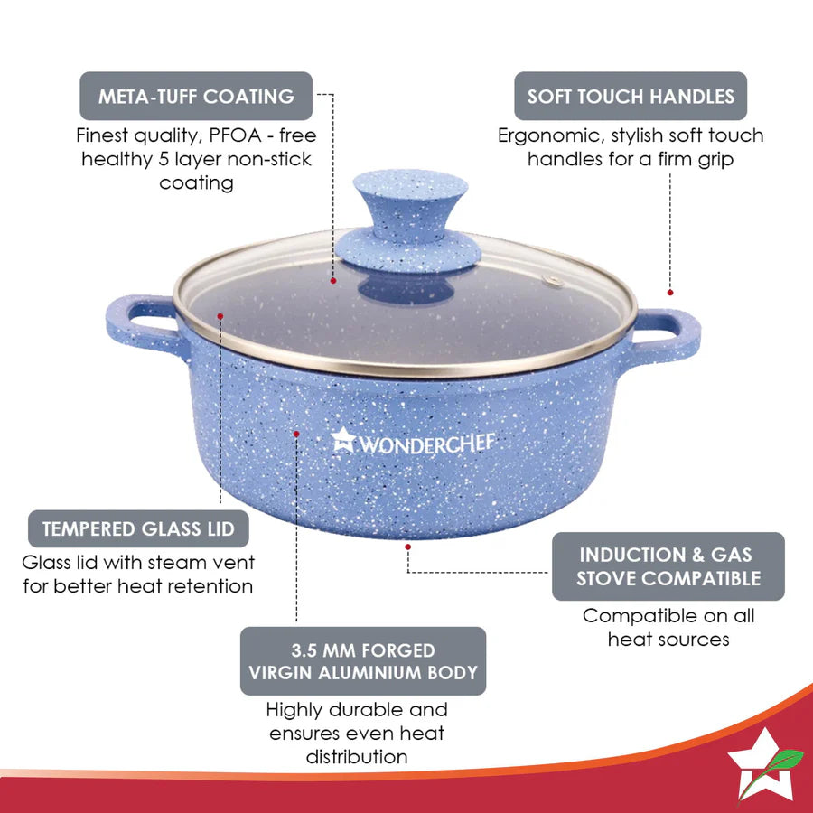 Wonderchef Granite Die-Cast Non-stick Casserole Set of 6