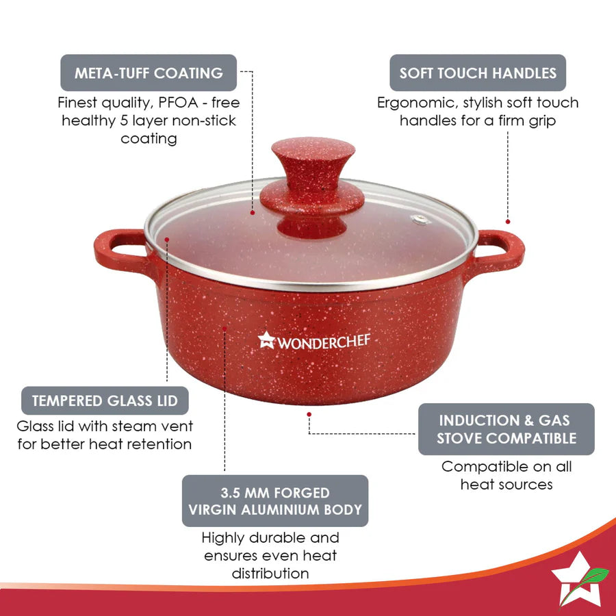 Wonderchef Granite Die-Cast Non-stick Casserole Set of 6