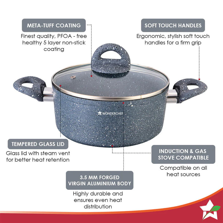 Wonderchef Granite Die-Cast Non-stick Casserole Set of 6
