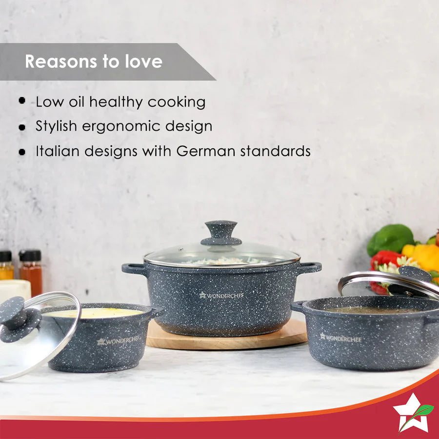 Wonderchef Granite Die-Cast Non-stick Casserole Set of 6