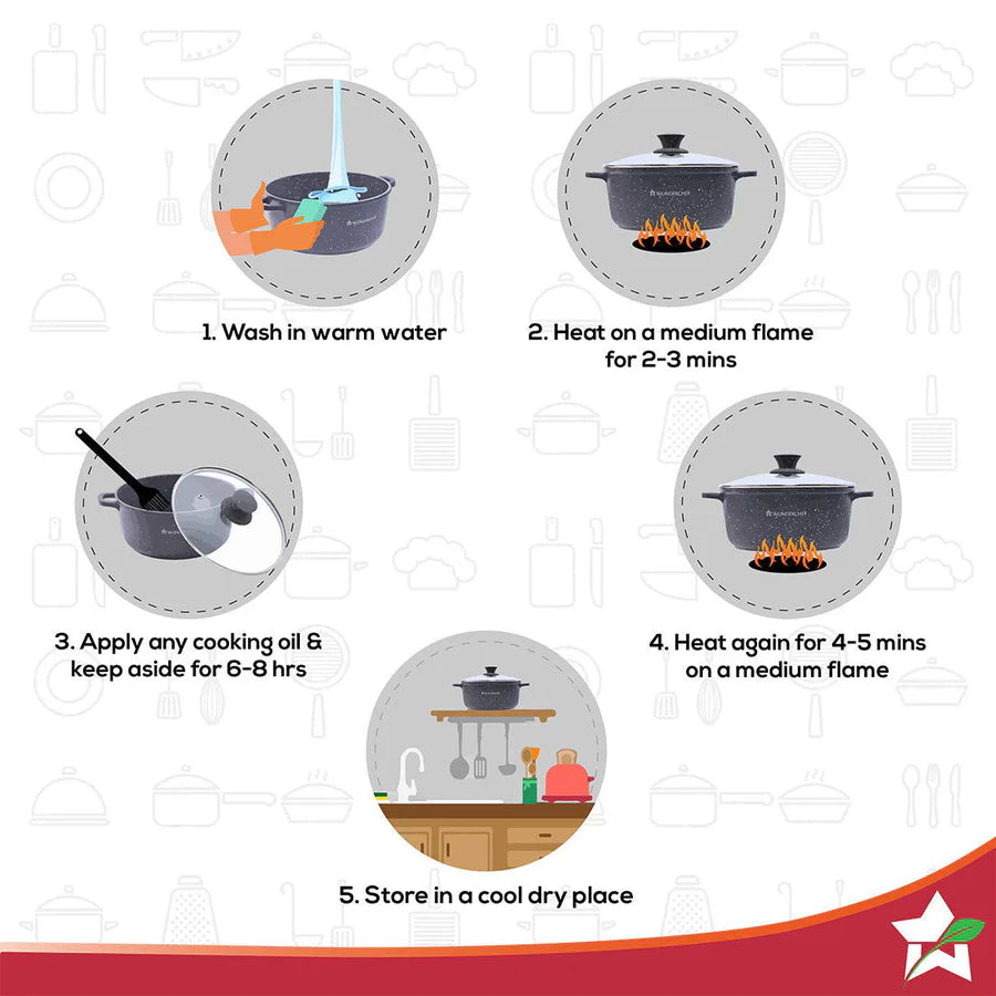 Wonderchef Granite Die-Cast Non-stick Casserole Set of 6